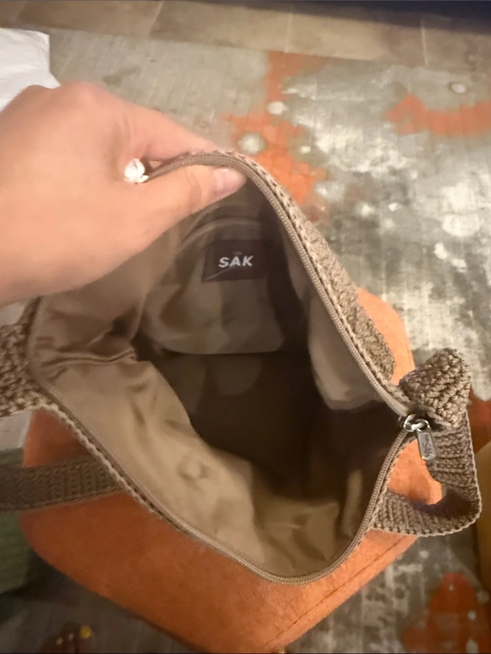 Handcrafted Brown Crochet Crossbody Bag - Women